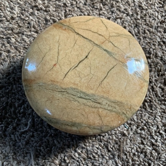 Genuine Alabaster Hand Carved Trinket Box - Picture 1 of 4